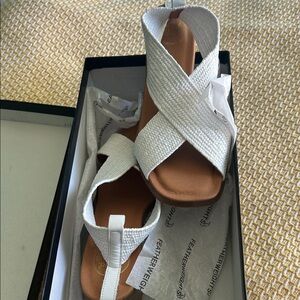 Andre Assous White Textured Sandals